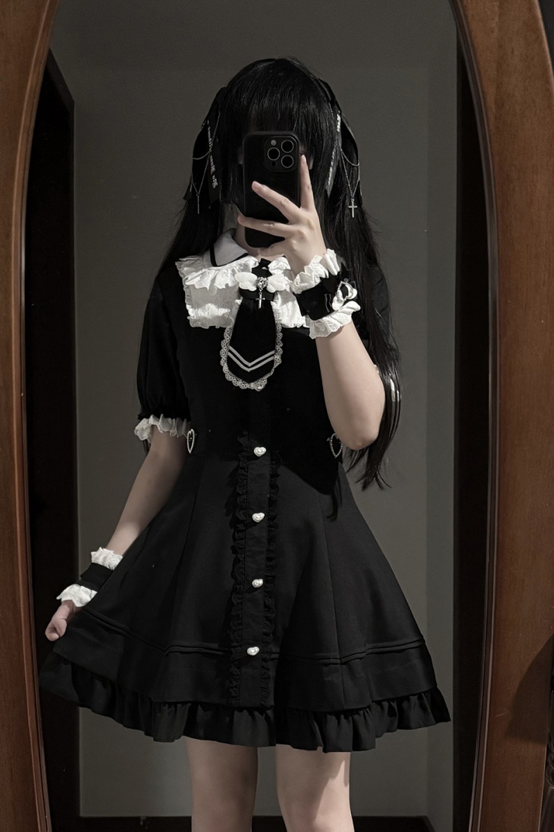 Yoshiki ~Angel Creed~ Lacework Patchwork Plus Size Jirai Kei Dress