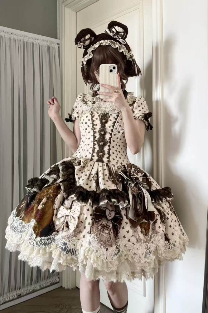 Little Bear Workshop Retro Lolita OP JSK and Corset