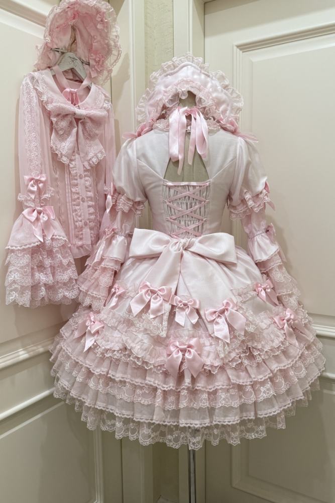 Seventh Doll ~Princess Pearl~ Retro Lolita Pink OP JSK and Blouse