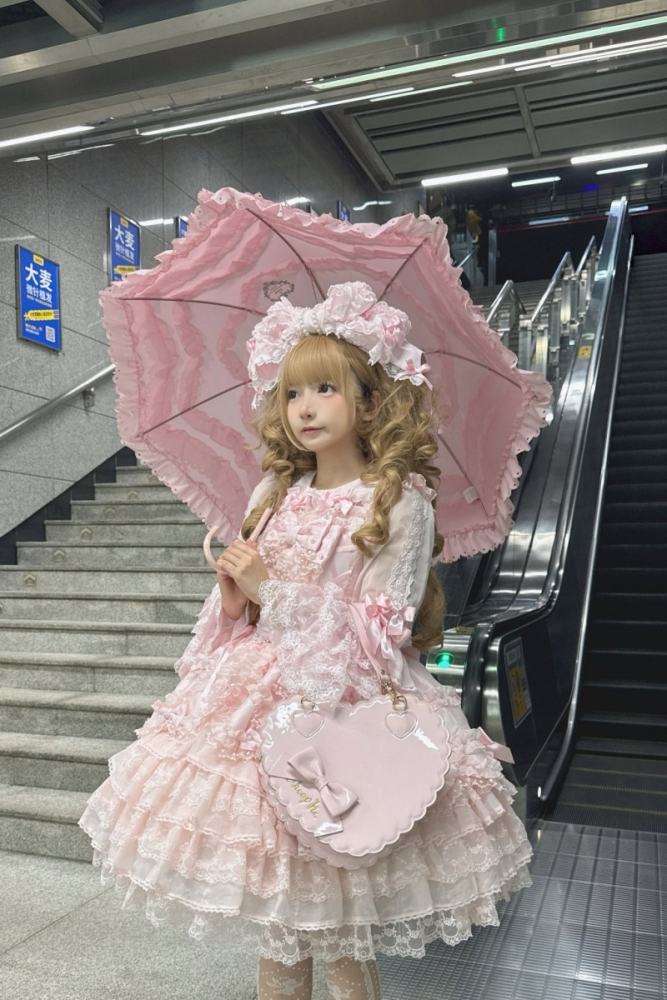 Seventh Doll ~Princess Pearl~ Retro Lolita Pink OP JSK and Blouse