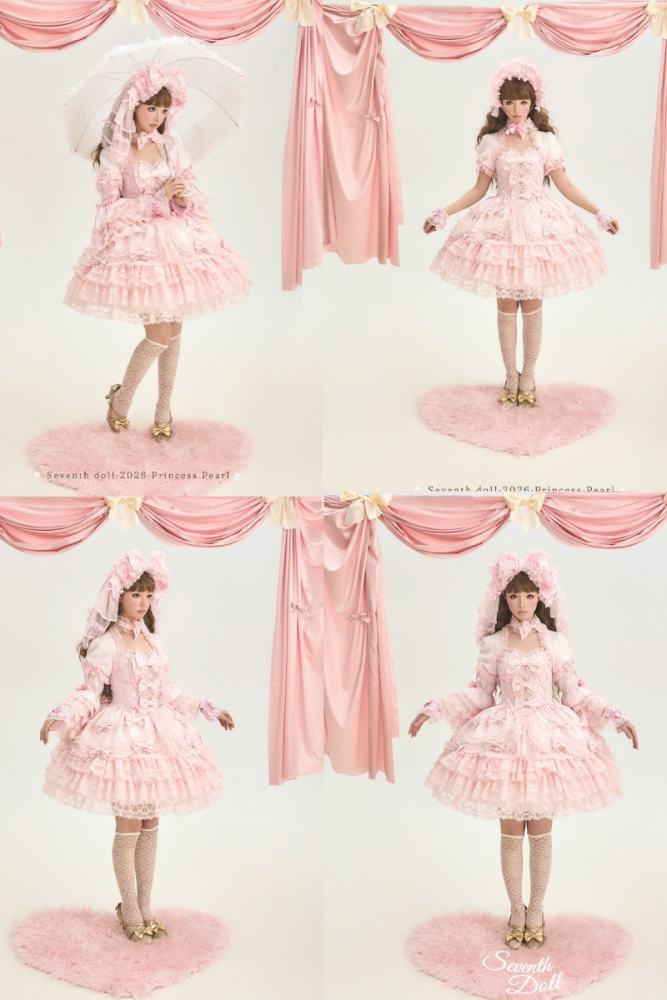 Seventh Doll ~Princess Pearl~ Retro Lolita Pink OP JSK and Blouse