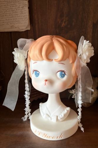 Meowing and Fruity Peach Blossom Hanfu Qi Lolita Headdress Wristcuffs and Tailing