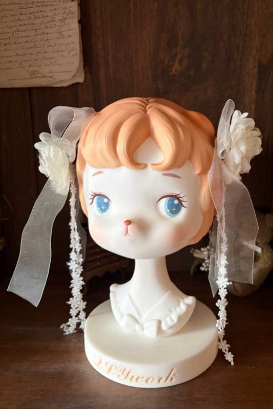 Meowing and Fruity Peach Blossom Hanfu Qi Lolita Headdress Wristcuffs and Tailing
