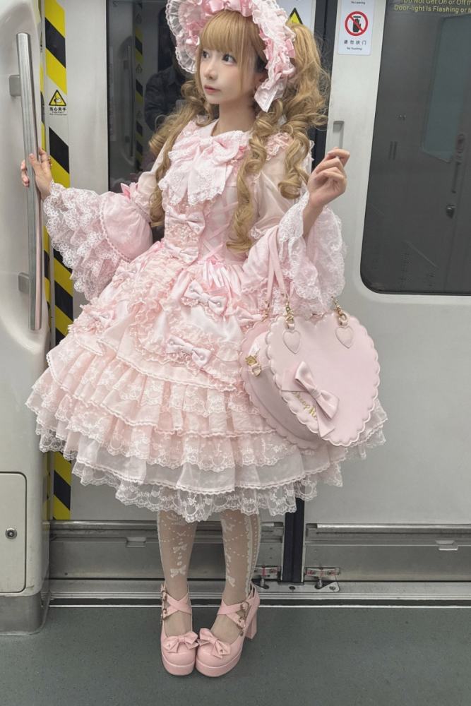 Seventh Doll ~Princess Pearl~ Retro Lolita Pink OP JSK and Blouse