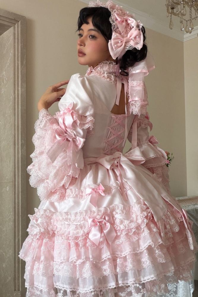 Seventh Doll ~Princess Pearl~ Retro Lolita Pink OP JSK and Blouse