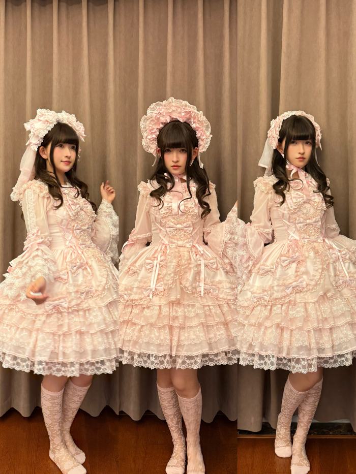 Seventh Doll ~Princess Pearl~ Retro Lolita Pink OP JSK and Blouse