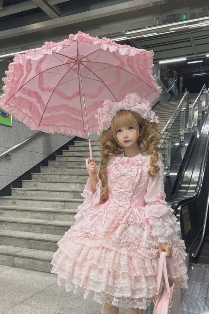 Seventh Doll ~Princess Pearl~ Retro Lolita Pink OP JSK and Blouse