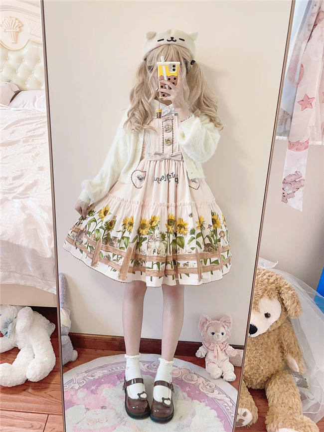kitten and Sunflower Sweet Lolita Dress, Blouse and Accessories