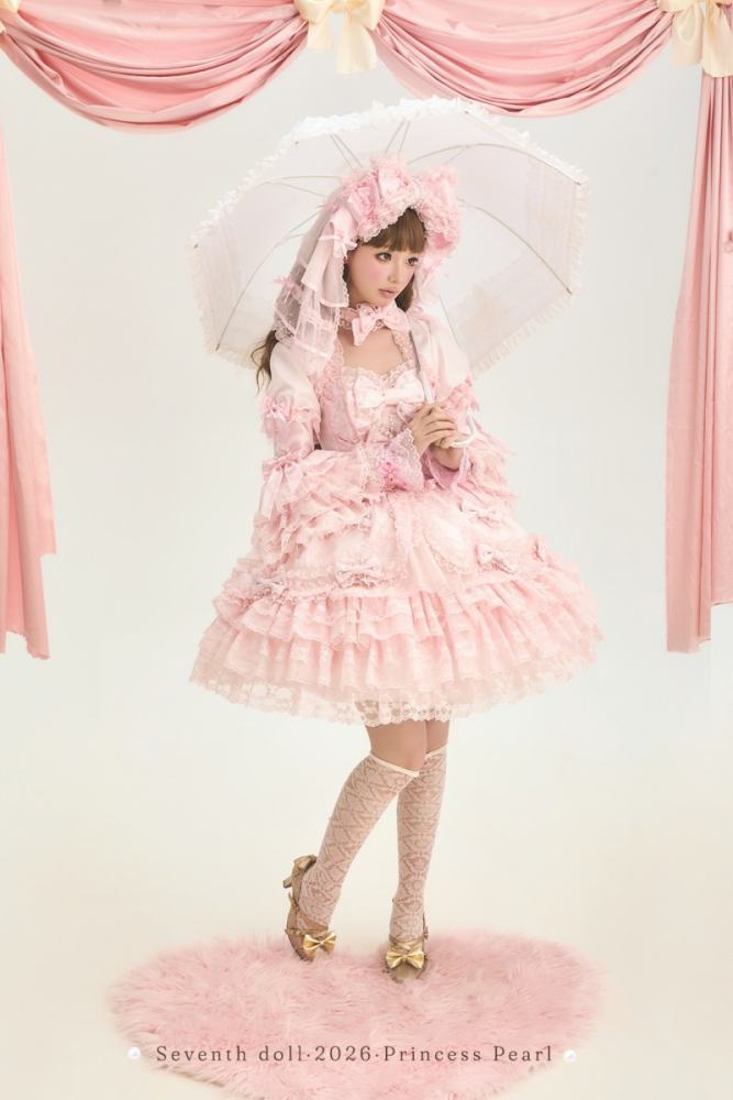 Seventh Doll ~Princess Pearl~ Retro Lolita Pink OP JSK and Blouse