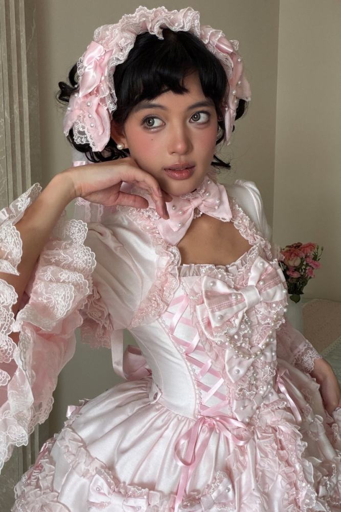 Seventh Doll ~Princess Pearl~ Retro Lolita Pink OP JSK and Blouse