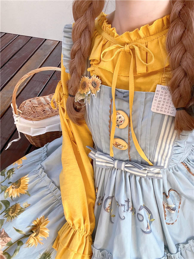 kitten and Sunflower Sweet Lolita Dress, Blouse and Accessories
