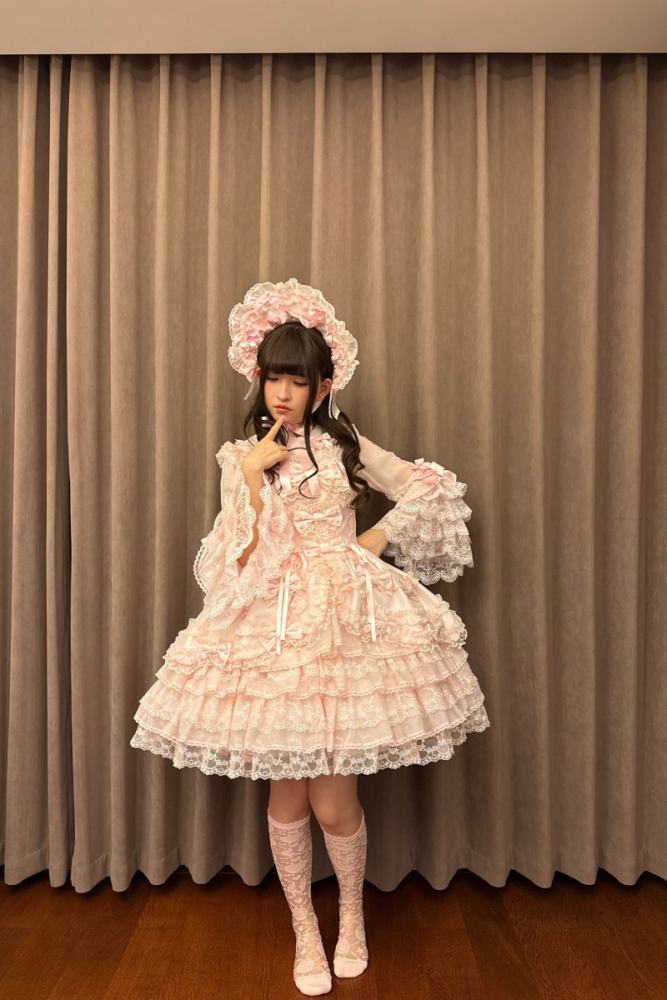 Seventh Doll ~Princess Pearl~ Retro Lolita Pink OP JSK and Blouse