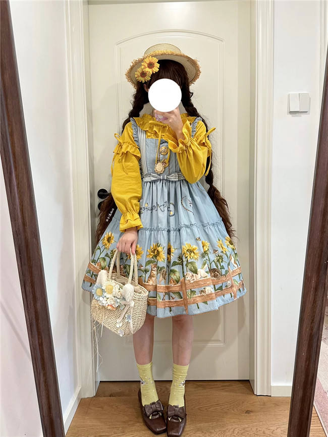kitten and Sunflower Sweet Lolita Dress, Blouse and Accessories
