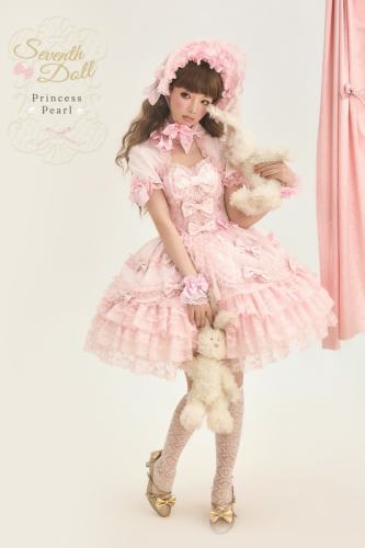 Seventh Doll ~Princess Pearl~ Retro Lolita Pink OP JSK and Blouse