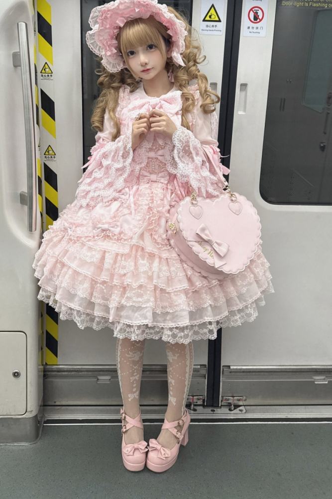 Seventh Doll ~Princess Pearl~ Retro Lolita Pink OP JSK and Blouse