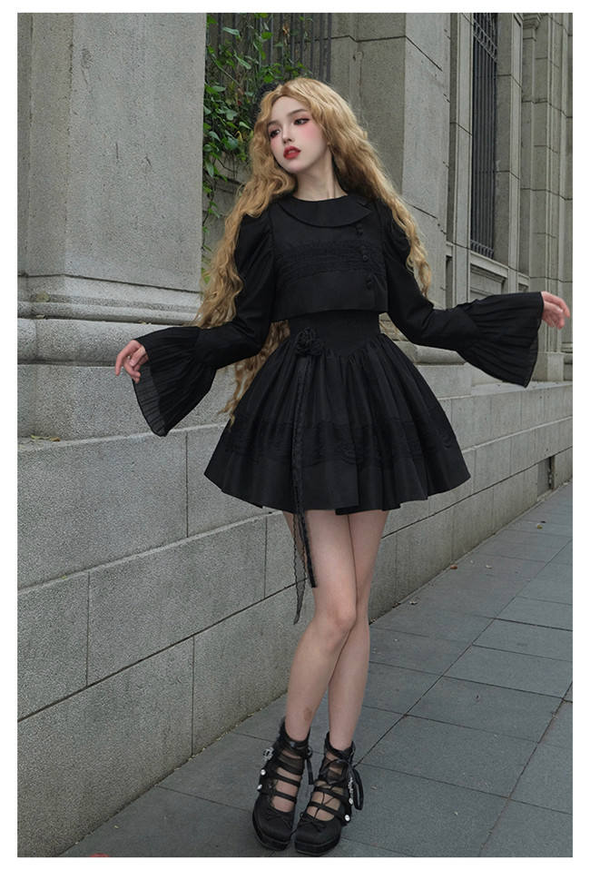 Withpuji Night Traveler Black Lolita Dress, Coat, Blouse and Accessories