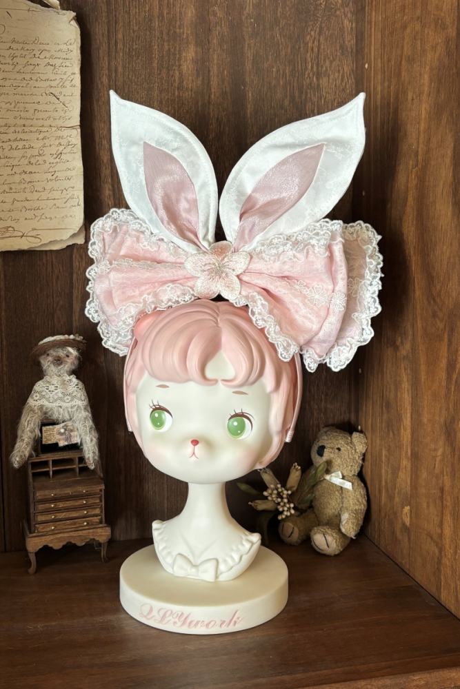 Meowing and Fruity Peach Blossom Hanfu Qi Lolita Headdress Wristcuffs and Tailing