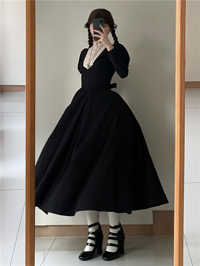 The Muppet Occupied Book Black Long Sleeves Classic Lolita Dress