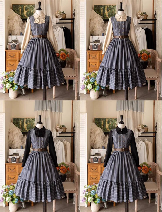 Forest Wardrobe Small Manor Stripe Lolita Dress and Blouse