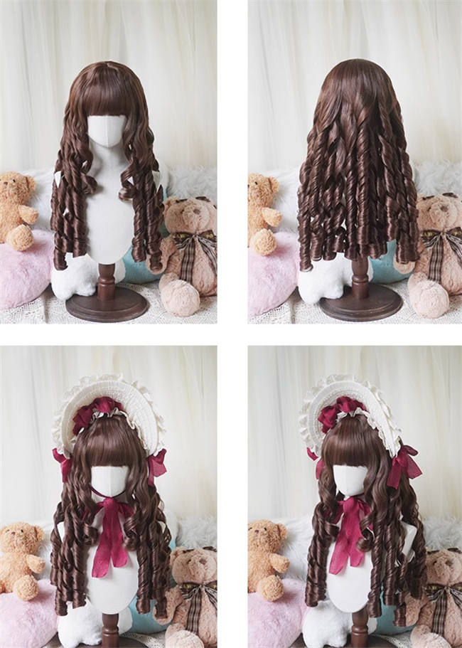 Yuchashui Long Roman Curls Lolita Wigs