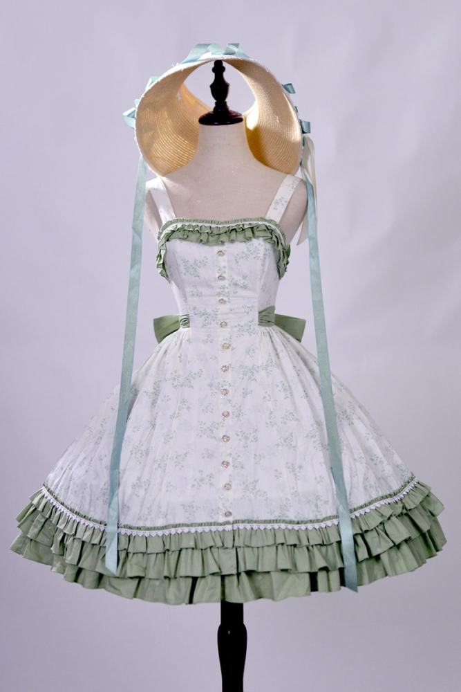 Rose Ruins ~Summer Rose~ Lolita Cotton Green Jumper Skirt