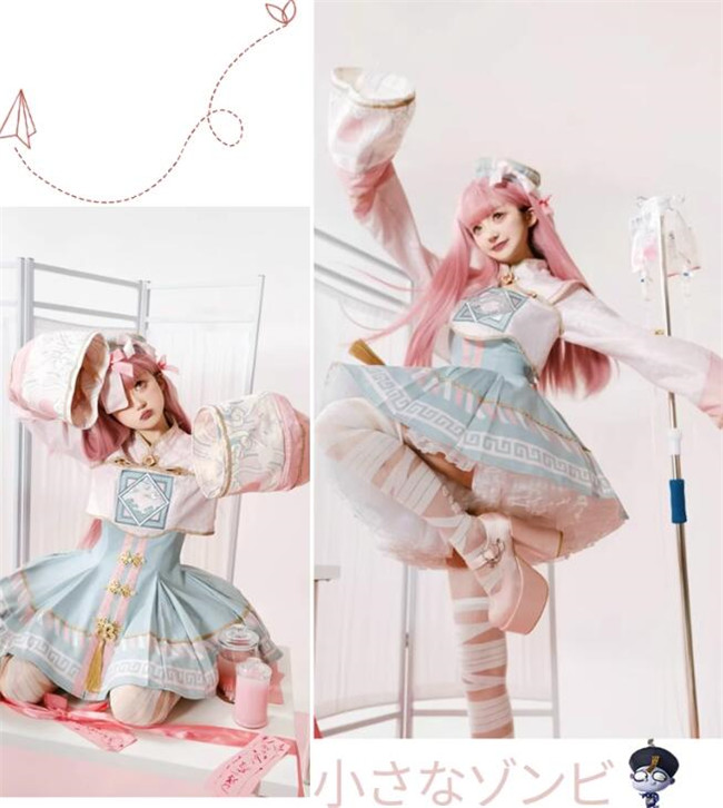 Sakurahime A Hopping Vampire Pink Lolita Dress - Gothic lolita JSK