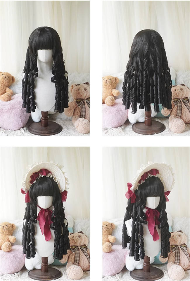 Yuchashui Long Roman Curls Lolita Wigs
