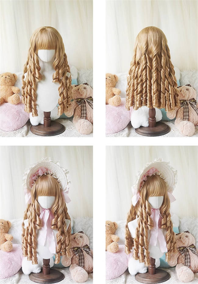 Yuchashui Long Roman Curls Lolita Wigs