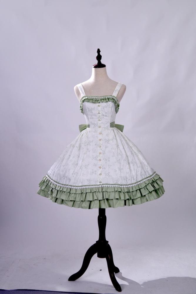 Rose Ruins ~Summer Rose~ Lolita Cotton Green Jumper Skirt