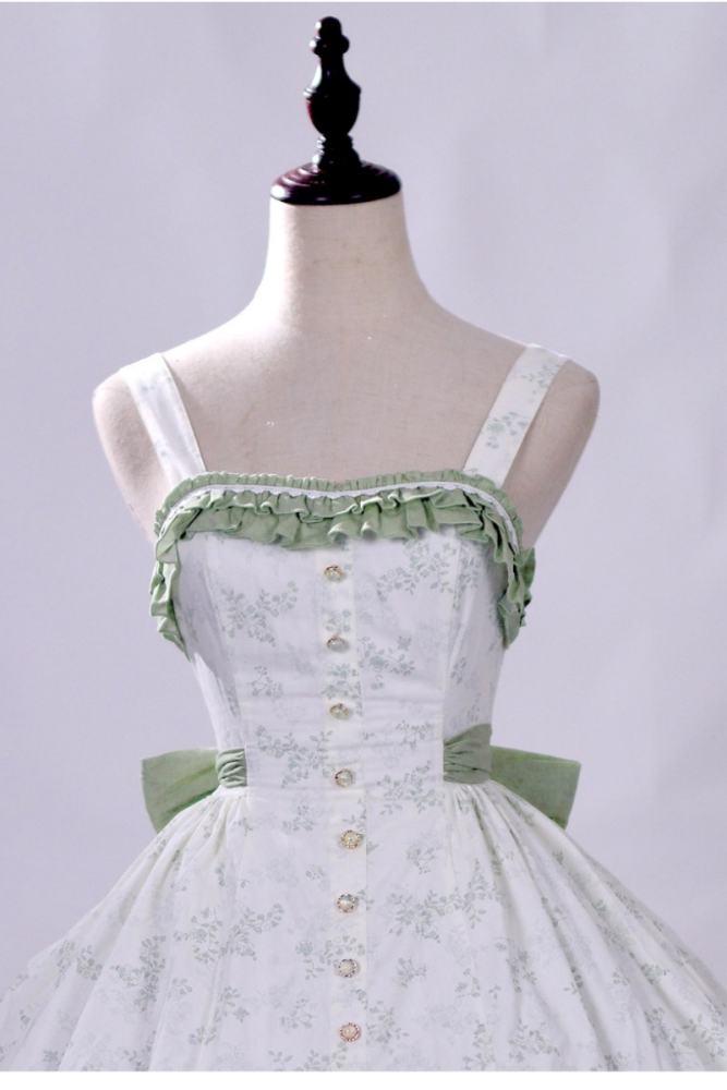 Rose Ruins ~Summer Rose~ Lolita Cotton Green Jumper Skirt