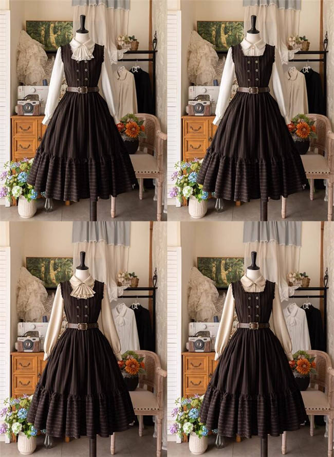 Forest Wardrobe Small Manor Stripe Lolita Dress and Blouse