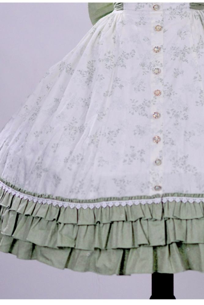 Rose Ruins ~Summer Rose~ Lolita Cotton Green Jumper Skirt