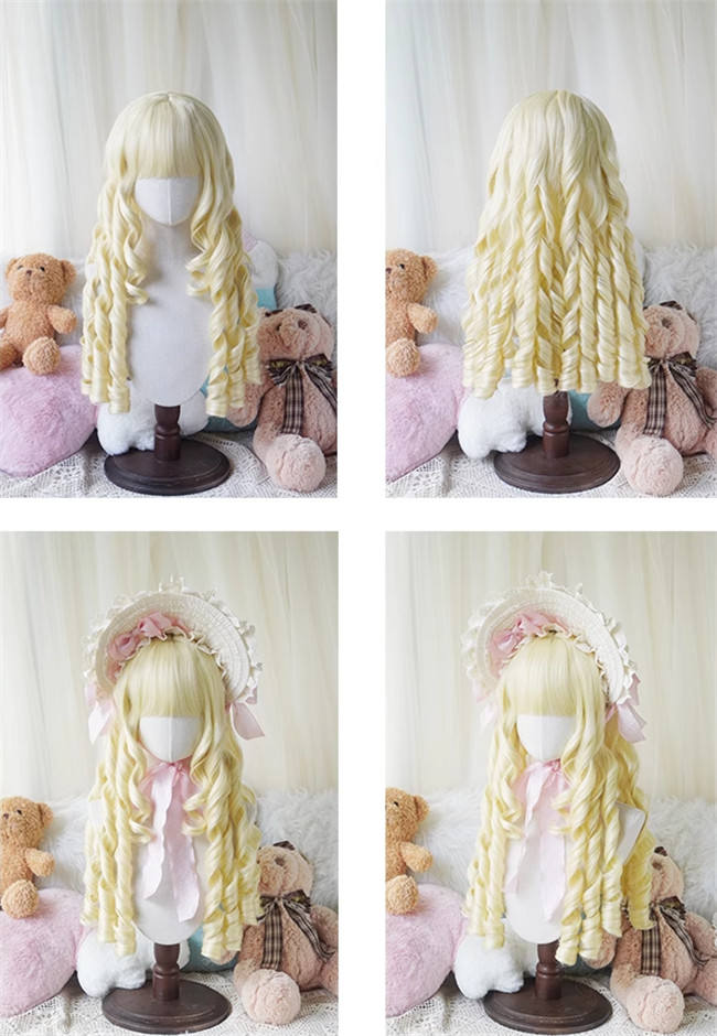 Yuchashui Long Roman Curls Lolita Wigs