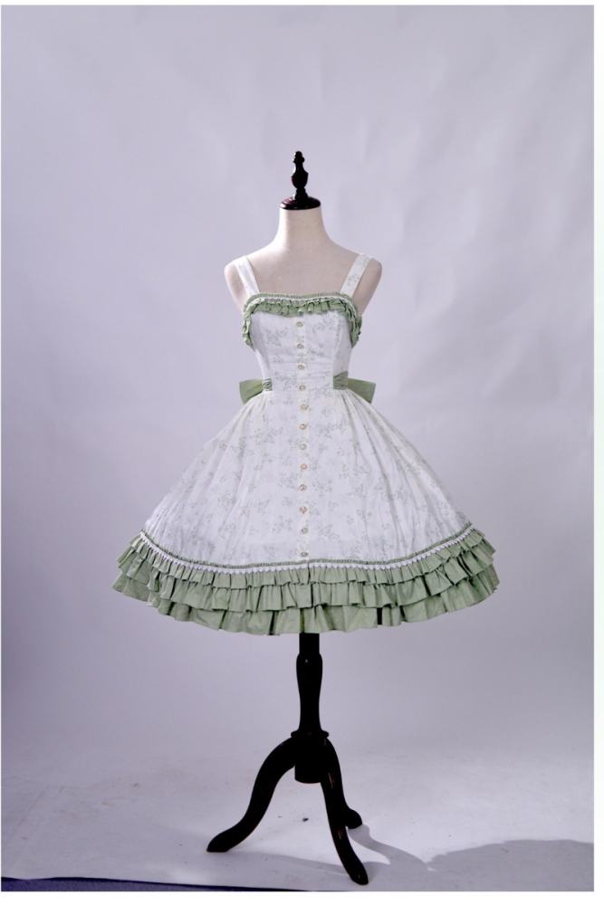 Rose Ruins ~Summer Rose~ Lolita Cotton Green Jumper Skirt