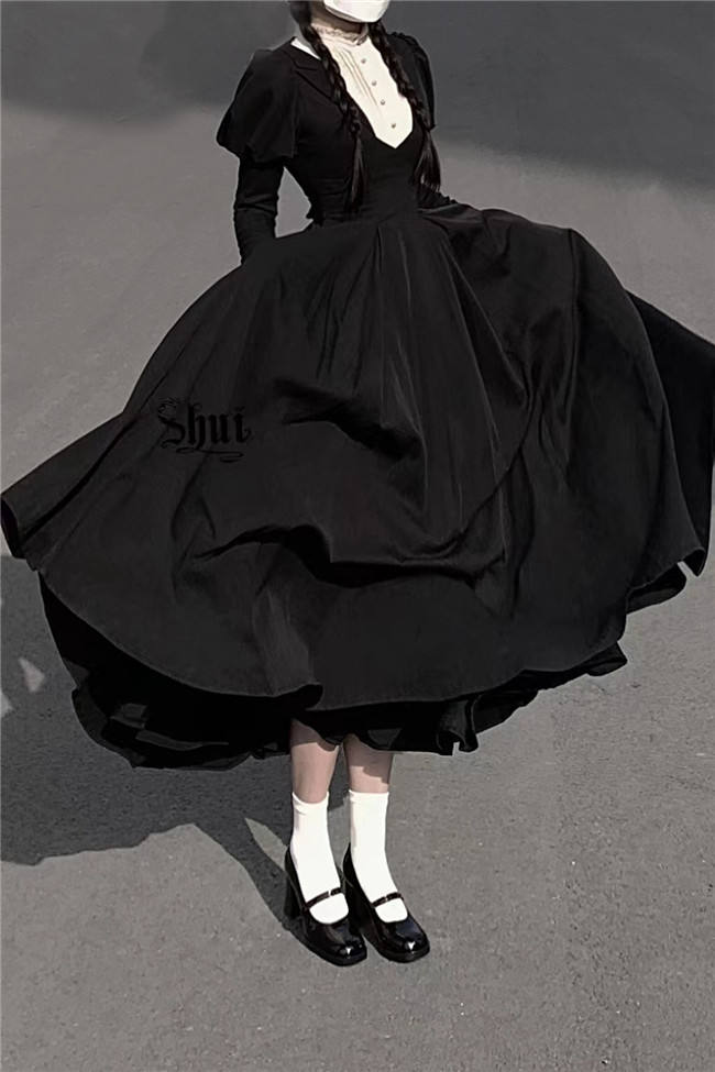 The Muppet Occupied Book Black Long Sleeves Classic Lolita Dress