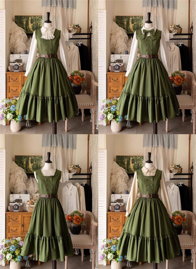 Forest Wardrobe Small Manor Stripe Lolita Dress and Blouse