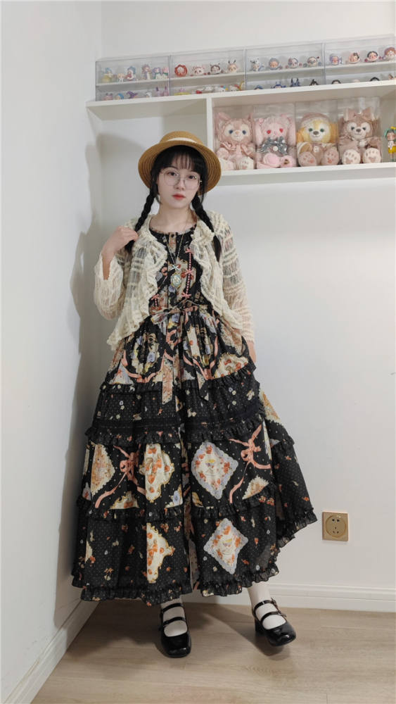 Miss Point Kitty and Rose Prints Daily Wear Lolita One Piece