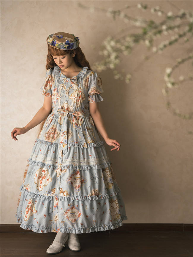 Miss Point Kitty and Rose Prints Daily Wear Lolita One Piece