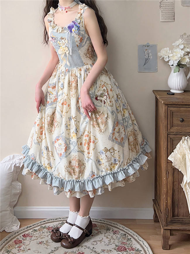 Miss Point Kitty and Rose Prints Daily Wear Lolita Jumper Dress