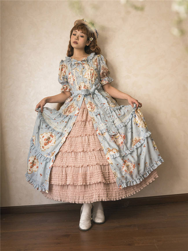 Miss Point Kitty and Rose Prints Daily Wear Lolita One Piece