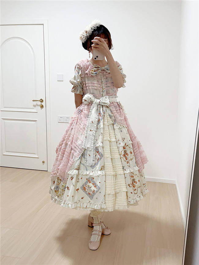 Miss Point Kitty and Rose Prints Daily Wear Lolita One Piece