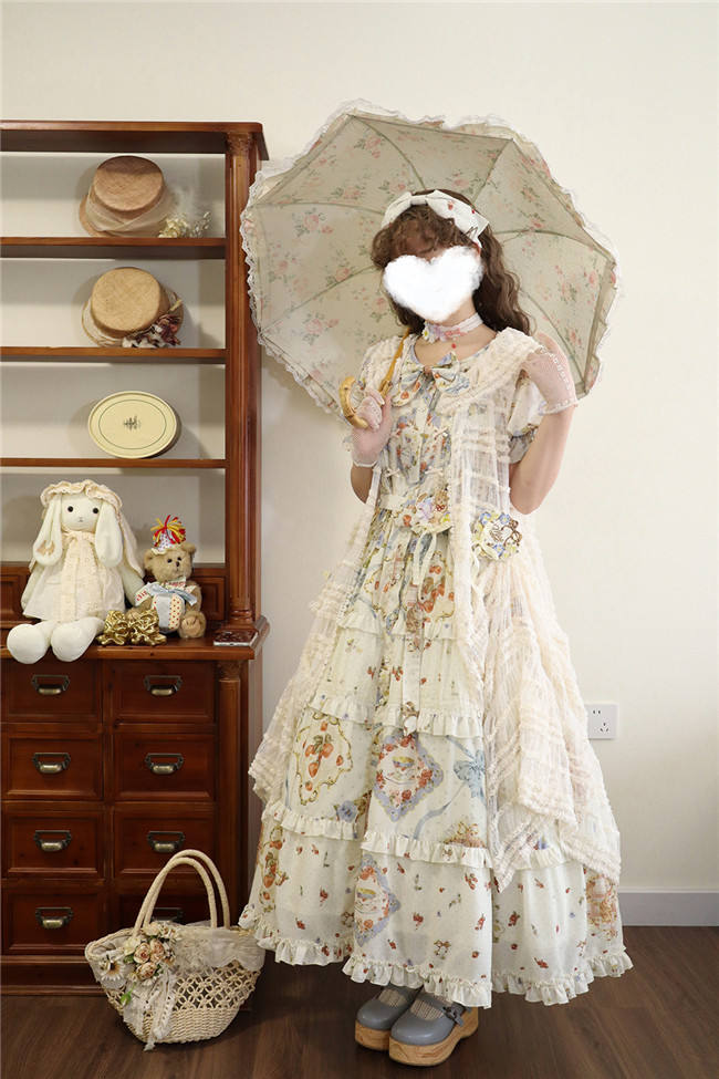 Miss Point Kitty and Rose Prints Daily Wear Lolita One Piece