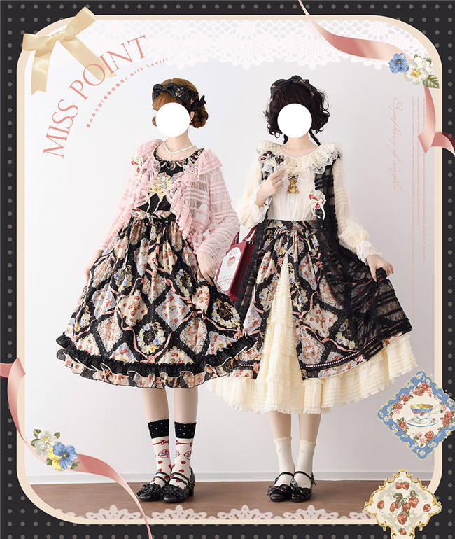 Miss Point Kitty and Rose Prints Daily Wear Lolita Skirt