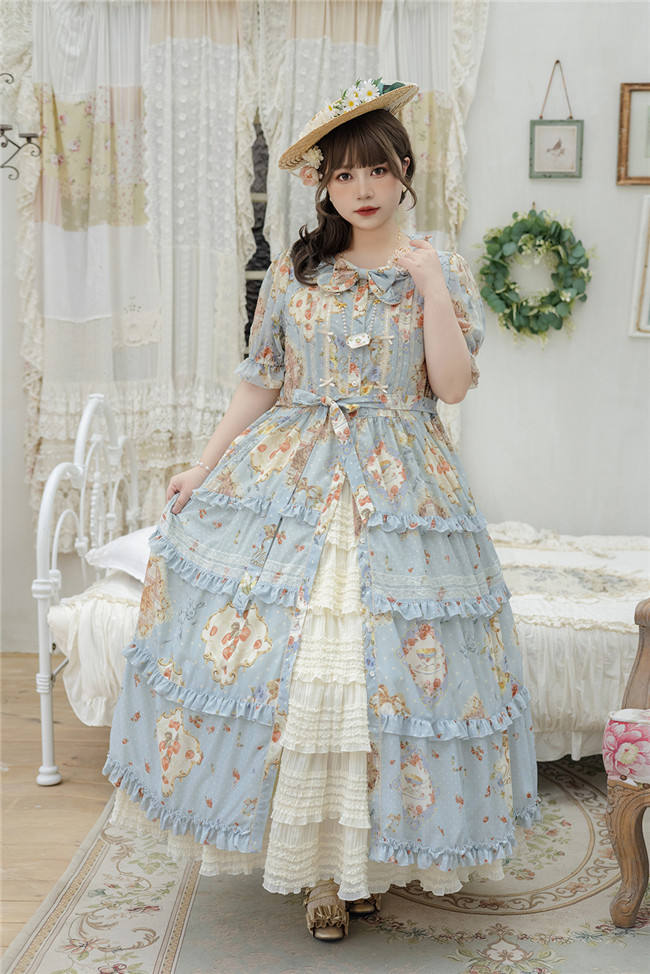 Miss Point Kitty and Rose Prints Daily Wear Lolita One Piece