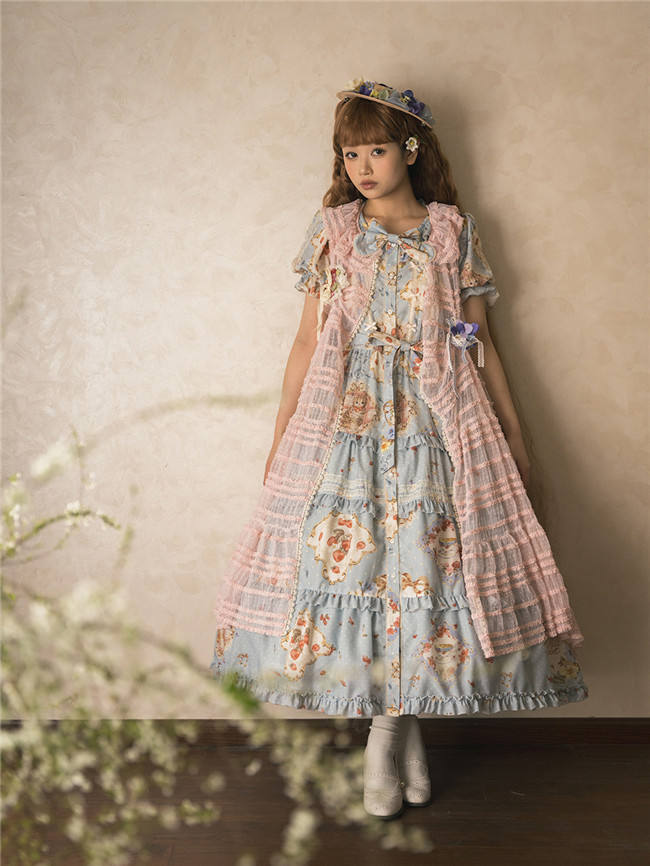 Miss Point Kitty and Rose Prints Daily Wear Lolita One Piece