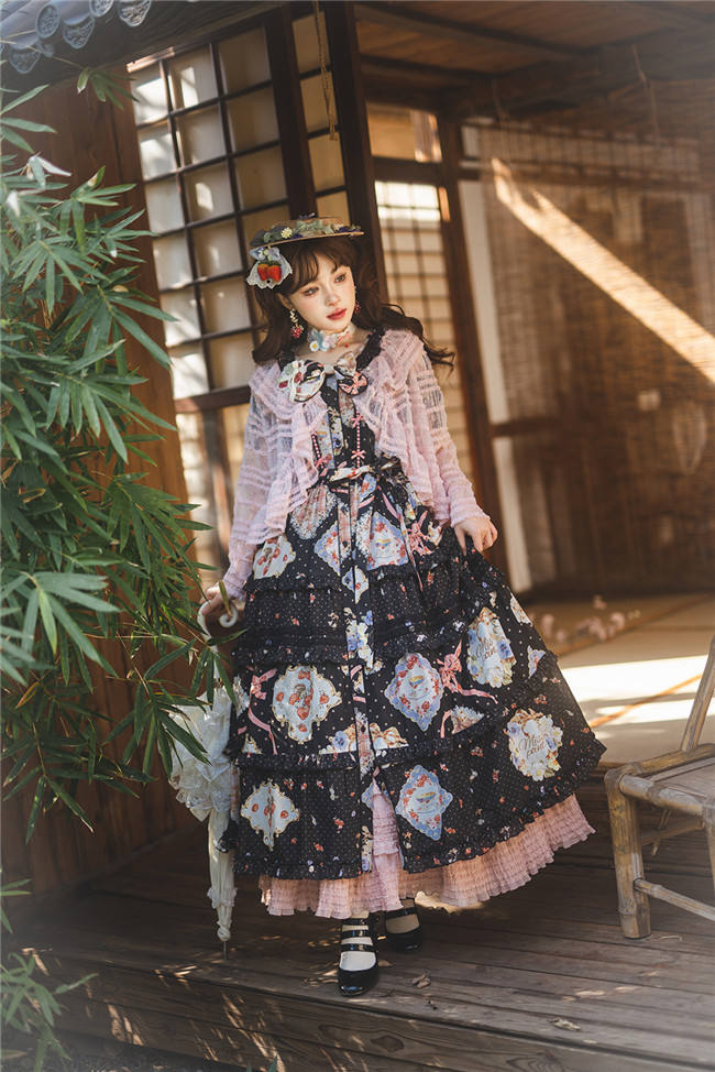 Miss Point Kitty and Rose Prints Daily Wear Lolita One Piece