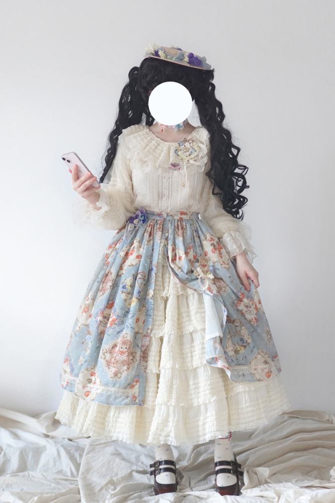 Miss Point Kitty and Rose Prints Daily Wear Lolita Skirt