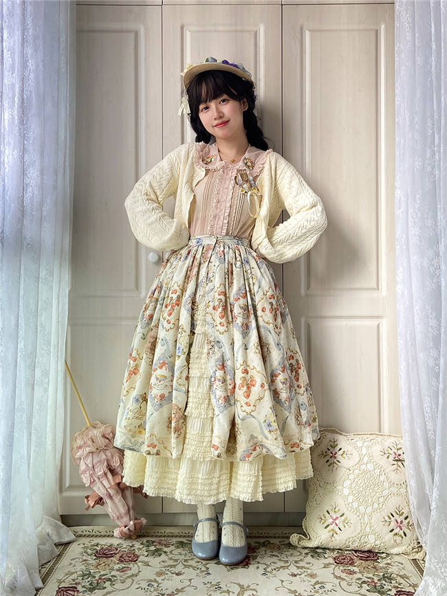 Miss Point Kitty and Rose Prints Daily Wear Lolita Skirt