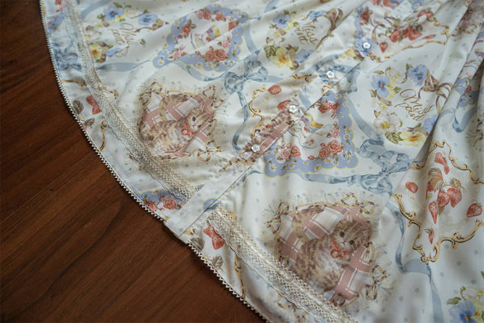 Miss Point Kitty and Rose Prints Daily Wear Lolita Skirt