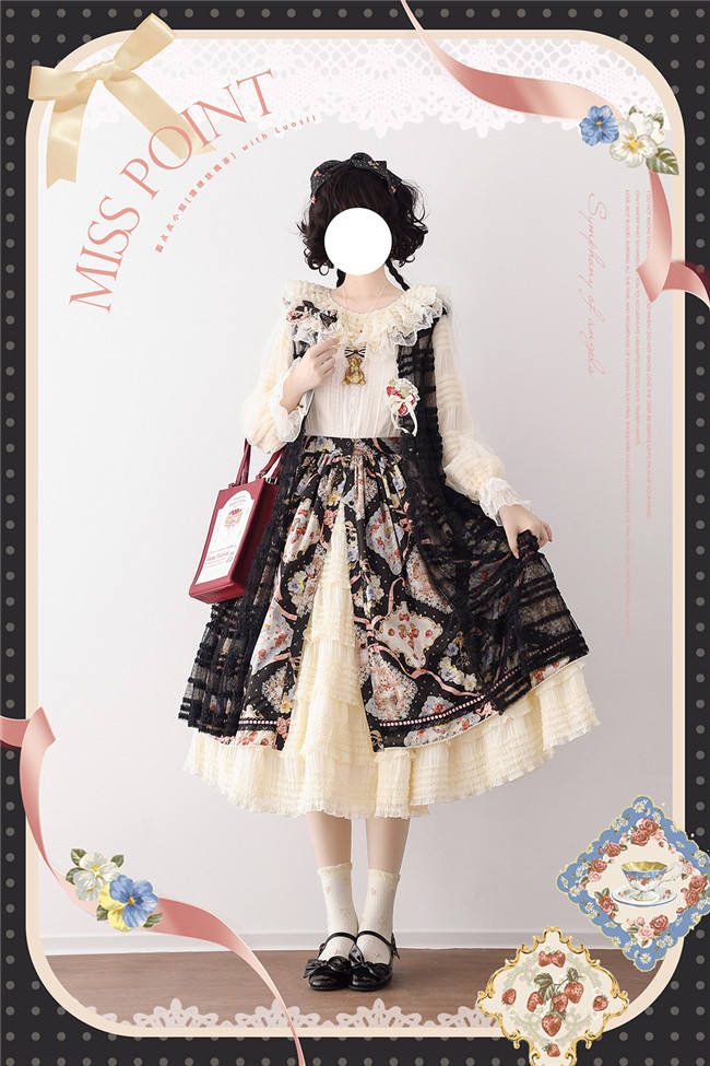 Miss Point Kitty and Rose Prints Daily Wear Lolita Skirt